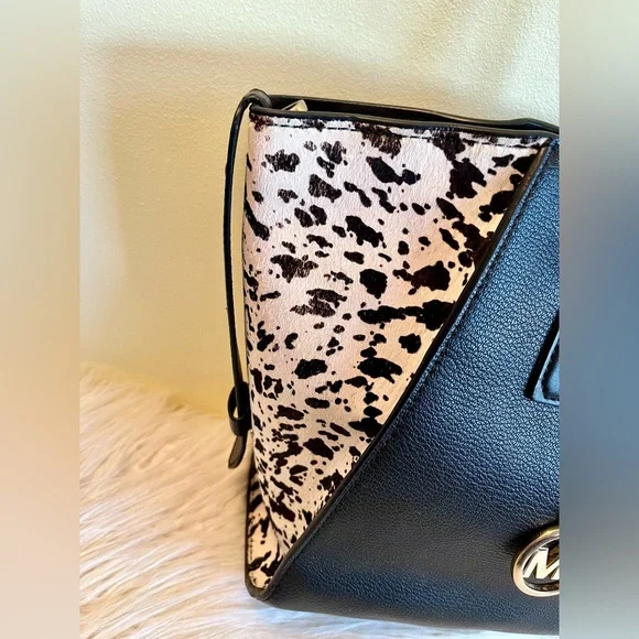 Michael Kors Avril Large Letter Calf Hair Satchel - Picture 9 of 11